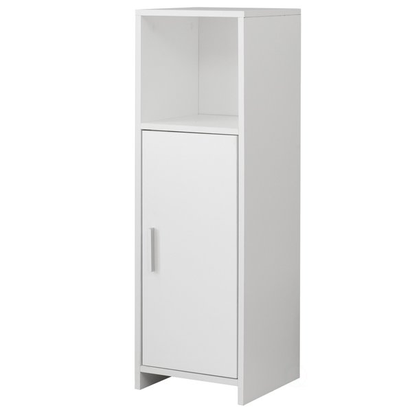 Basicwise Wooden Home Tall Freestanding Bathroom Vanity linen Tower Organizer Cabinet, White QI004016.WT